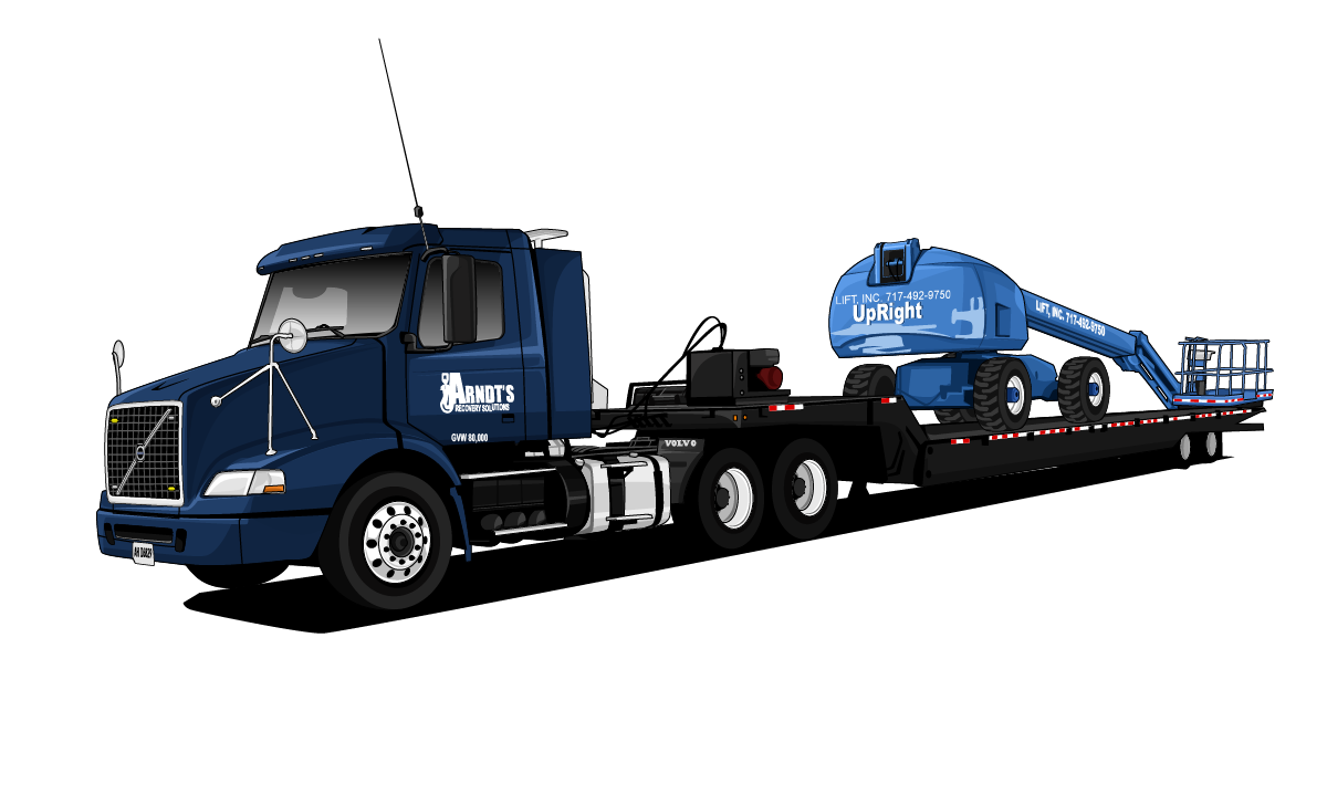 Illustration of Ardnt's Towing's Heavy Equipment truck for heavy equipment transport